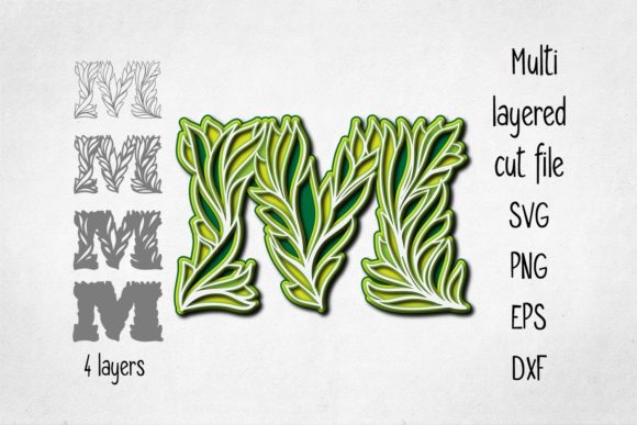 3D Layered Alphabet Letter M – A Versatile SVG Shape for Creative Content