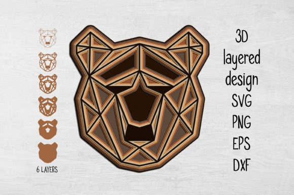 3D Layered Bear SVG Design for Shapes and Crafting