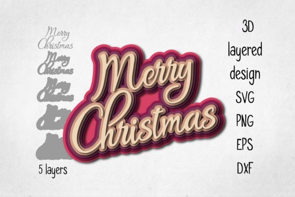 3D Layered Merry Christmas SVG Design for Holiday Crafting