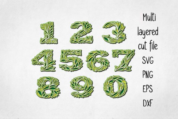 3D Layered Numbers 0-9: A Decorative Graphic Design Asset for Creative Websites