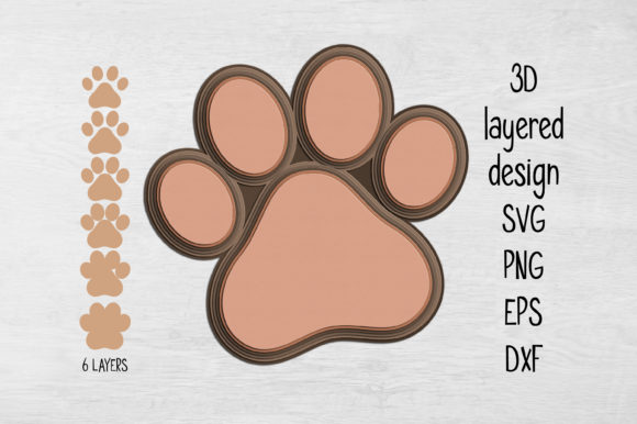 3D Layered Paw: A Versatile 3D SVG Shape for Creative Projects