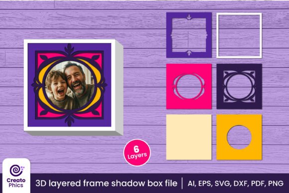 3D Layered Photo Frame Papercut SVG