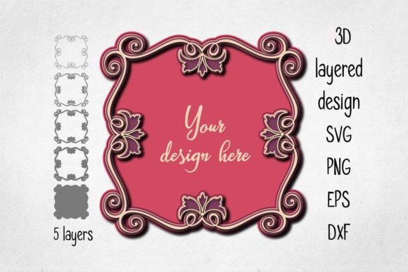 3D Layered Square Frame: A Versatile SVG Shape for Creative Projects
