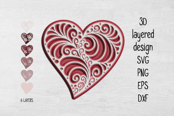 3D Multilayer Heart SVG Design for Creative Sellers