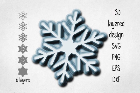 3D SVG Snowflake Design for Christmas Branding and Packaging