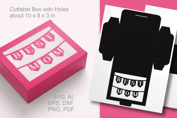 Best Mom Banner Rectangular Gift Box SVG for Mother S Day