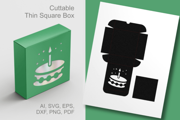 Birthday Cake Cutout Thin Square Box SVG Review for 3D SVG Birthdays