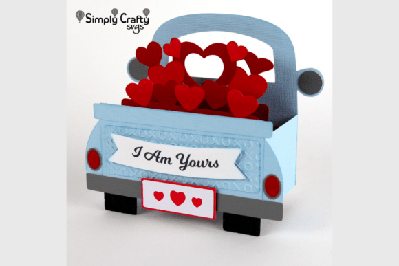 Love Truck Box Card SVG: 3D Valentine’s Day Design