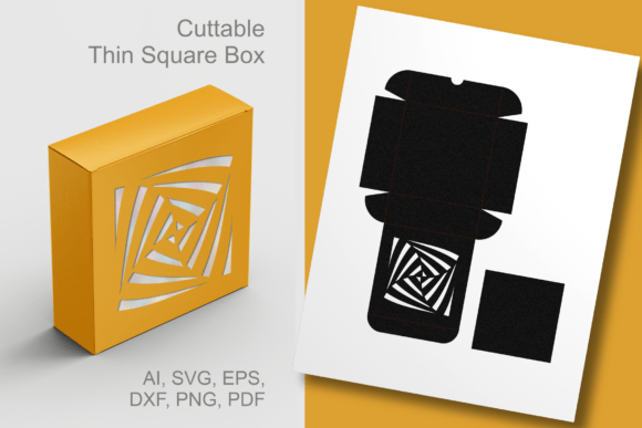 Op-art Motif Cutout Thin Square Gift Box: 3D SVG for Life Events And Celebrations