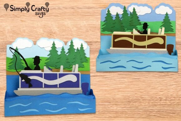 Pontoon Lake Card SVG: A 3D SVG for Father S Day Branding