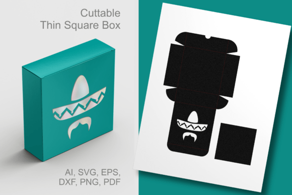 Sombrero Cutout Thin Square Box Template