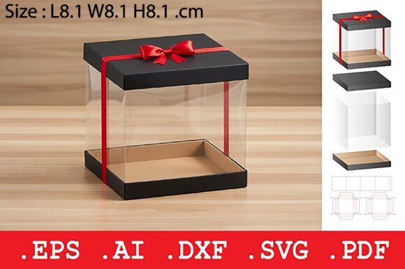 Square Gift Box with Clear Window 3D SVG Objects