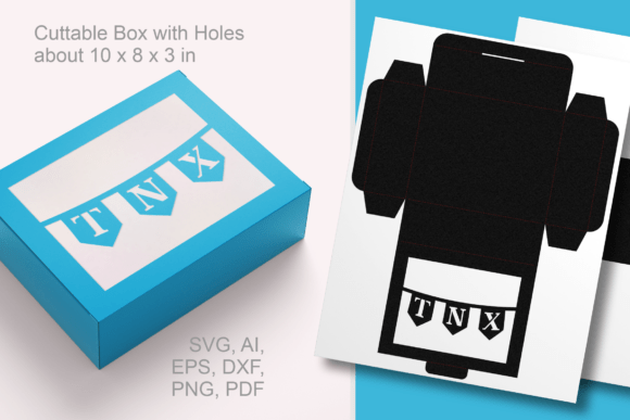 TNX Banner Rectangular Gift Box Template: 3D SVG for Life Events And Celebrations