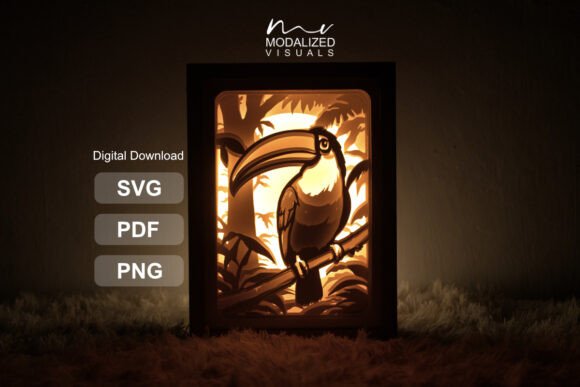 Toucan Paper Cut Lightbox: 3D SVG Shadow Boxes for Branding