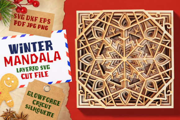 Winter Mandala 3D SVG for Shadow Box Branding Projects